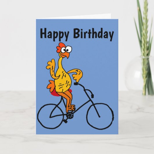 Funny Rubber Chicken Riding Bicycle Karte (Vorderseite)