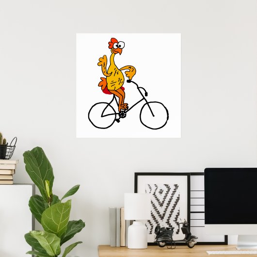 Funny Rubber Chicken Riding Bicycle Poster (Heimbüro)