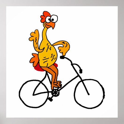 Funny Rubber Chicken Riding Bicycle Poster (Vorne)
