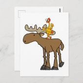 Funny Rubber Chicken Riding Elche Cartoon Postkarte (Vorne/Hinten)