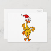 Funny Rubber Chicken Weihnachts-Cartoon Feiertagspostkarte (Vorne/Hinten)