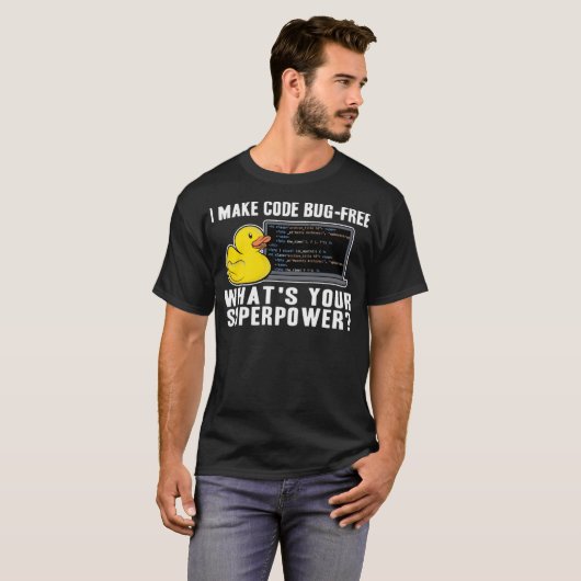 Funny Rubber Duck Debugging Superpower Coding Labo T-Shirt (Vorne ganz)