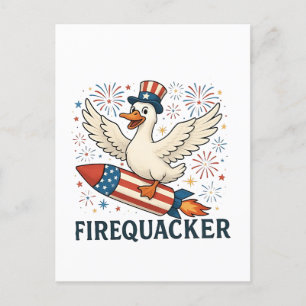 Funny Rubber Duck USA Patriotic Firequacker 4. Ankündigungspostkarte