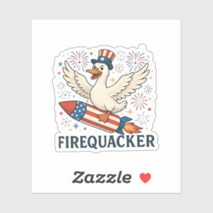 Funny Rubber Duck USA Patriotic Firequacker 4. Aufkleber