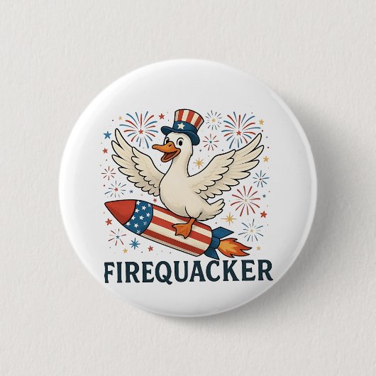 Funny Rubber Duck USA Patriotic Firequacker 4. Button (Vorderseite)
