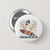 Funny Rubber Duck USA Patriotic Firequacker 4. Button (Vorne & Hinten)