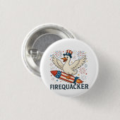Funny Rubber Duck USA Patriotic Firequacker 4. Button (Vorne & Hinten)