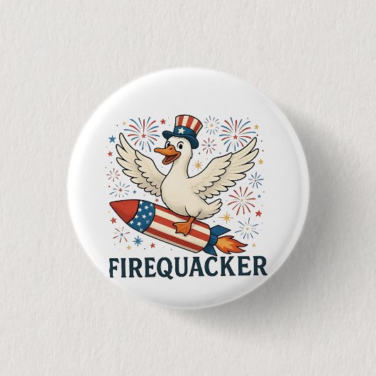 Funny Rubber Duck USA Patriotic Firequacker 4. Button (Vorderseite)