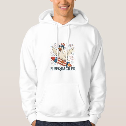 Funny Rubber Duck USA Patriotic Firequacker 4. Hoodie (Vorderseite)