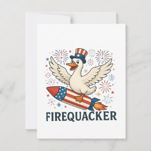 Funny Rubber Duck USA Patriotic Firequacker 4. Mitteilungskarte