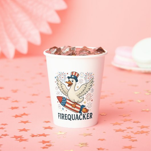 Funny Rubber Duck USA Patriotic Firequacker 4. Pappbecher (Insitu)