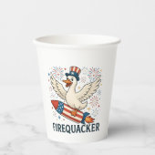 Funny Rubber Duck USA Patriotic Firequacker 4. Pappbecher (Vorderseite)