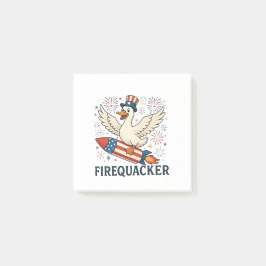 Funny Rubber Duck USA Patriotic Firequacker 4. Post-it Klebezettel (Vorderseite)