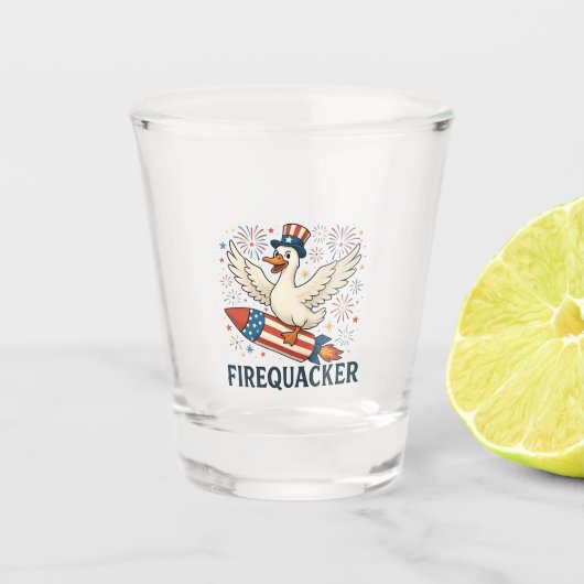 Funny Rubber Duck USA Patriotic Firequacker 4. Schnapsglas (Vorderseite)