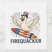 Funny Rubber Duck USA Patriotic Firequacker 4. Weinetikett (Einzelnes Label)