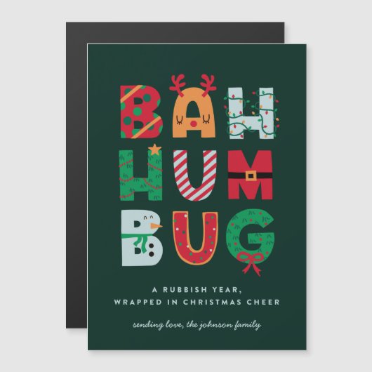 Funny Rubbish Bah Humbug Holiday Card Magnetkarte (Vorne/Hinten)