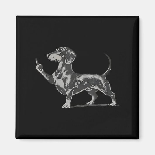 Funny Rude Black Dachshund Dog Meme Middle Finger Magnet (Vorne)