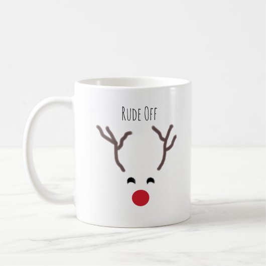 Funny Rude Off Red Nose Rentier Moderne Weihnachte Kaffeetasse (Links)
