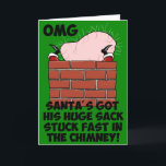 Funny, rude Santa Feiertagskarte<br><div class="desc">Funny,  unverschämte Weihnachtskarte für Erwachsene,  die lustige und unhöfliche Weihnachtskarten suchen; vor allem wenn die lustigen Santa Karten auf die Größe des Santa's Sack beziehen.</div>