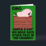 Funny, rude Santa Feiertagskarte<br><div class="desc">Funny,  unverschämte Weihnachtskarte für Erwachsene,  die lustige und unhöfliche Weihnachtskarten suchen; vor allem wenn die lustigen Santa Karten auf die Größe des Santa's Sack beziehen.</div>