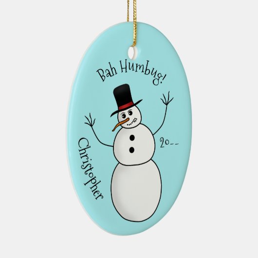 Funny rude Snowman Name und Jahr Keramik Ornament (Rechts)