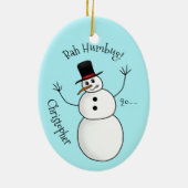 Funny rude Snowman Name und Jahr Keramik Ornament (Hinten)