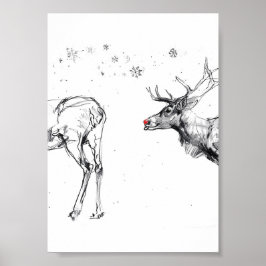 Funny Rudolf Reindeer Weihnachtsfeierlichkeiten Li Poster