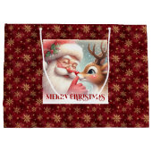 Funny Rudolph and Santa Kids Christmas Party Gift  Große Geschenktüte (Rückseite)