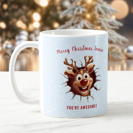 Funny Rudolph bricht durch Name Blue Christmas Kaffeetasse