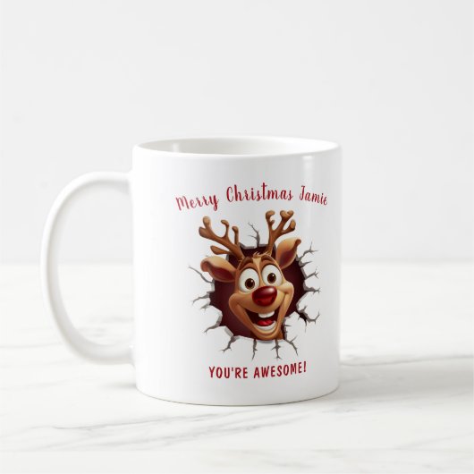 Funny Rudolph bricht durch Name Christmas Kaffeetasse (Links)
