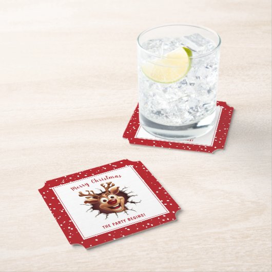 Funny Rudolph bricht durch Text Weihnachten Untersetzer (Vor Ort)