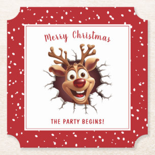 Funny Rudolph bricht durch Text Weihnachten Untersetzer