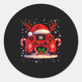 Funny Rudolph Game Controller Christmas Xmas Boy K Runder Aufkleber (Vorderseite)