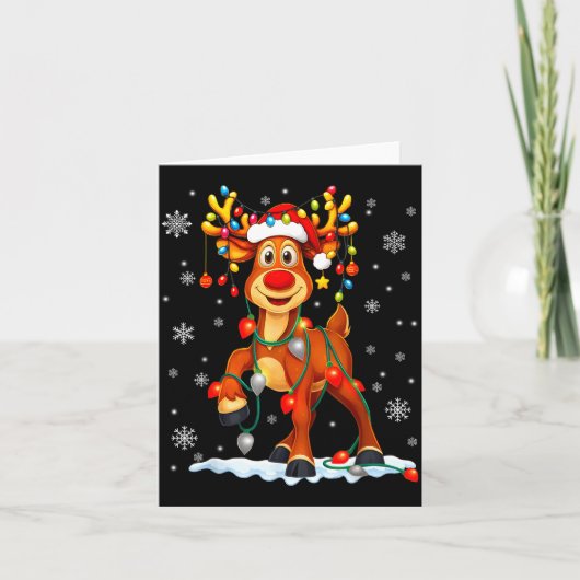 Funny Rudolph Reindeer Pjs Pajamas Christmas Men W Karte (Vorderseite)