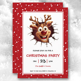 Funny Rudolph Reindeer Weihnachts-Party Einladung