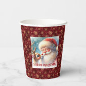 Funny Rudolph Santa Christmas Party Paper Cups Pappbecher (Rückseite)