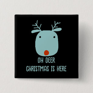 Funny Rudolph the Red Nosed Reindeer Christmas Button