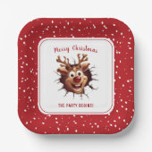 Funny Rudolph The Rentier Christmas Party Square Pappteller (Vorderseite)