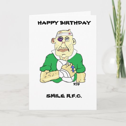 FUNNY RUGBY BIRTHDAY CARD KARTE (Vorderseite)