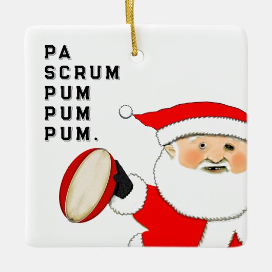Funny Rugby Drummer Boy Keramikornament (Vorderseite)