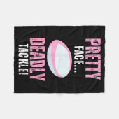 Funny Rugby Gift For Girls Pretty Face Deadly Tack Fleecedecke (Vorderseite (Horizontal))
