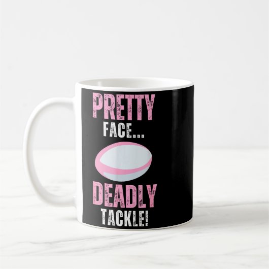 Funny Rugby Gift For Girls Pretty Face Deadly Tack Kaffeetasse (Links)