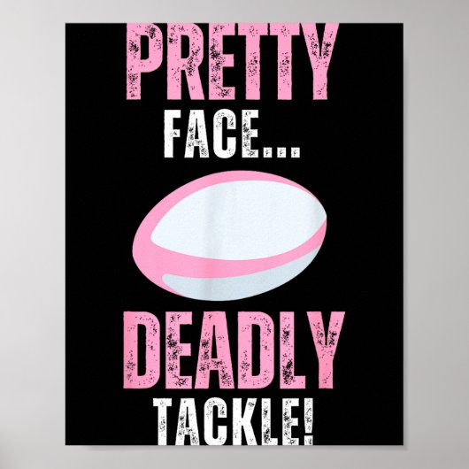 Funny Rugby Gift For Girls Pretty Face Deadly Tack Poster (Vorne)