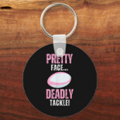Funny Rugby Gift For Girls Pretty Face Deadly Tack Schlüsselanhänger (Vorderseite)