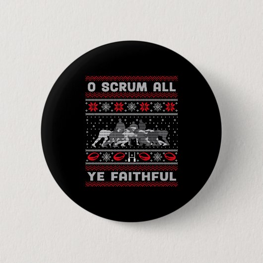 Funny Rugby O Scrum All Ye Faithful Ugly Merry Chr Button (Vorderseite)