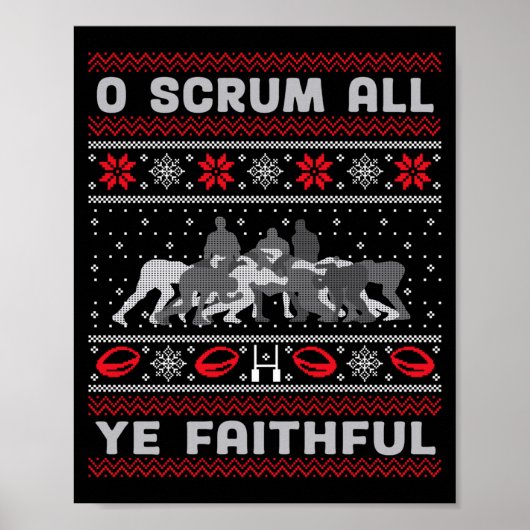 Funny Rugby O Scrum All Ye Faithful Ugly Merry Chr Poster (Vorne)