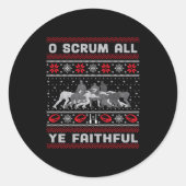 Funny Rugby O Scrum All Ye Faithful Ugly Merry Chr Runder Aufkleber (Vorderseite)