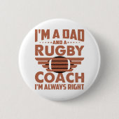Funny Rugby Vater und Rugby Coach Button (Vorderseite)