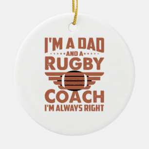 Funny Rugby Vater und Rugby Coach Keramik Ornament