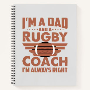 Funny Rugby Vater und Rugby Coach Notizblock